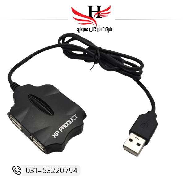 هاب سیم دار XP-801 چهار پورت USB مناسب افزایش تعداد پورت لپ تاپ و کامپیوتر